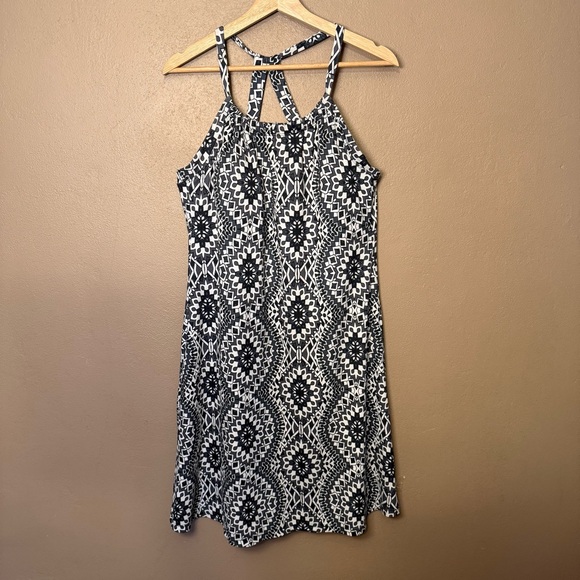 prAna Cali Dress Black & White Kaleidoscope Geometric Print Size XL Racerback - Picture 10 of 16